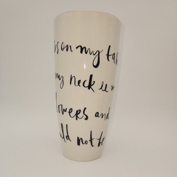 Daisy Place Wit & Wisdom Vase Kate Spade Lenox Gilt Rim White Black Letters - Picture 3 of 6